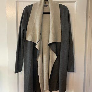Vince Merino Wool-Blend, Two-Tone Drape Cardigan Sweater in Grey